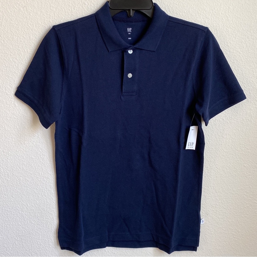 🆕GAP Boys’ 100% Cotton Uniform Pique Polo Indigo Blue Shirt Sz XXL